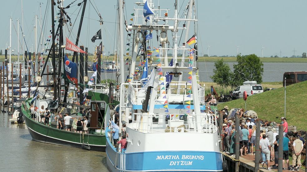 Am Sonnabend gab es einen Kutterkorso in Ditzum. Foto: Wolters