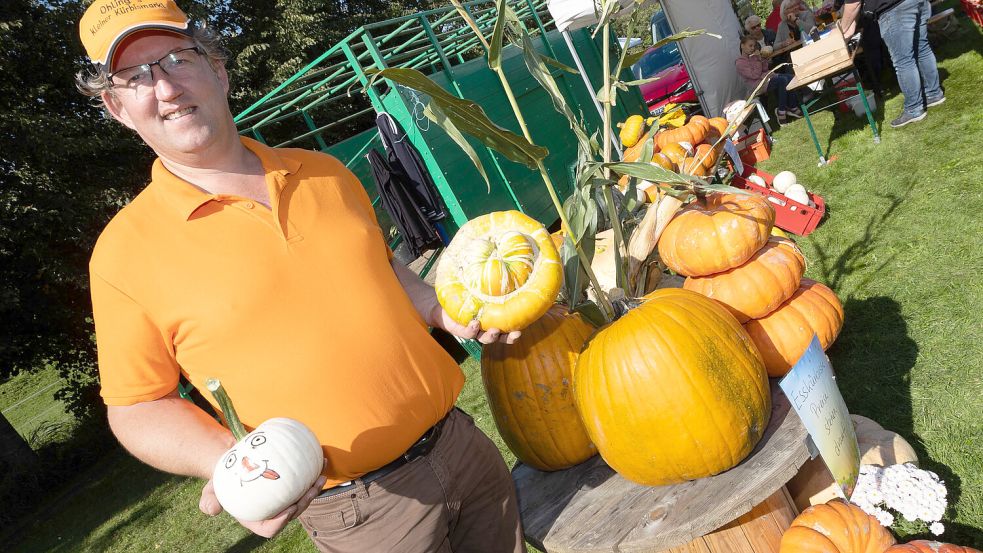 Landwirt Albert Ohling hat beim Früchtefest Kürbisse verkauft. Foto: J. Doden