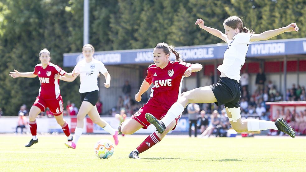 Eine Deutsche Meisterschaft wird es nach dieser Saison nicht mehr geben. Auf Eintracht Frankfurt, den letztjährigen Halbfinal-Gegner, könnte Aurich in Zukunft dennoch treffen: im neu geschaffenen DFB-Pokal. Archivfoto: Doden/Emden