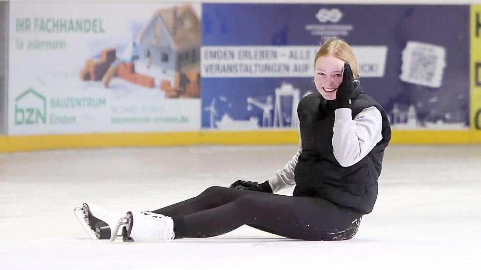 Das passiert auch den Besten: Hier lacht Marje Ohdens über ihr Missgeschick. Foto: J. Doden