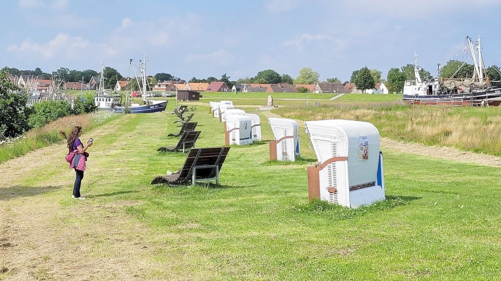 Bis letzte Woche standen am Grünstrand in Greetsiel zehn Strandkörbe. Während die Gemeinde sich freute, stimmten laut Anbieter die Buchungszahlen nicht. Foto: Wagenaar/Archiv