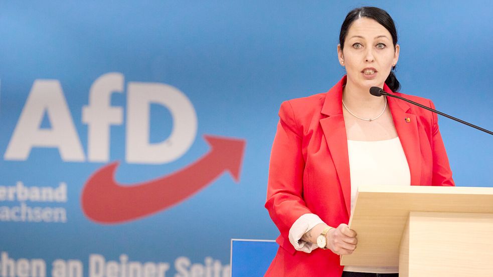 Die Generalsekretärin des niedersächsischen AfD-Landesverbands, Sonja Nilz, im April beim Landesparteitag in der Südheide. Foto: Wendt/dpa