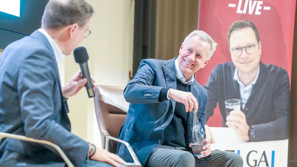 Lars Reckermann kann jetzt auch von sich behaupten, dass ein Bundespräsident ihm mal Wasser eingeschenkt hat. Foto: Hock