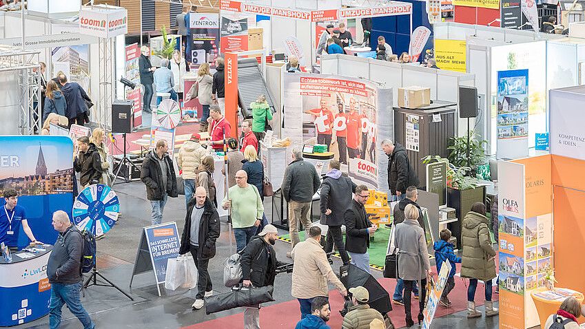 Mehr als 400 Aussteller informieren auf den Bau-Messen in Bremen an diesem Wochenende über ihre Arbeit – und über Ausbildungsmöglichkeiten. Foto: M3B GmbH Saul